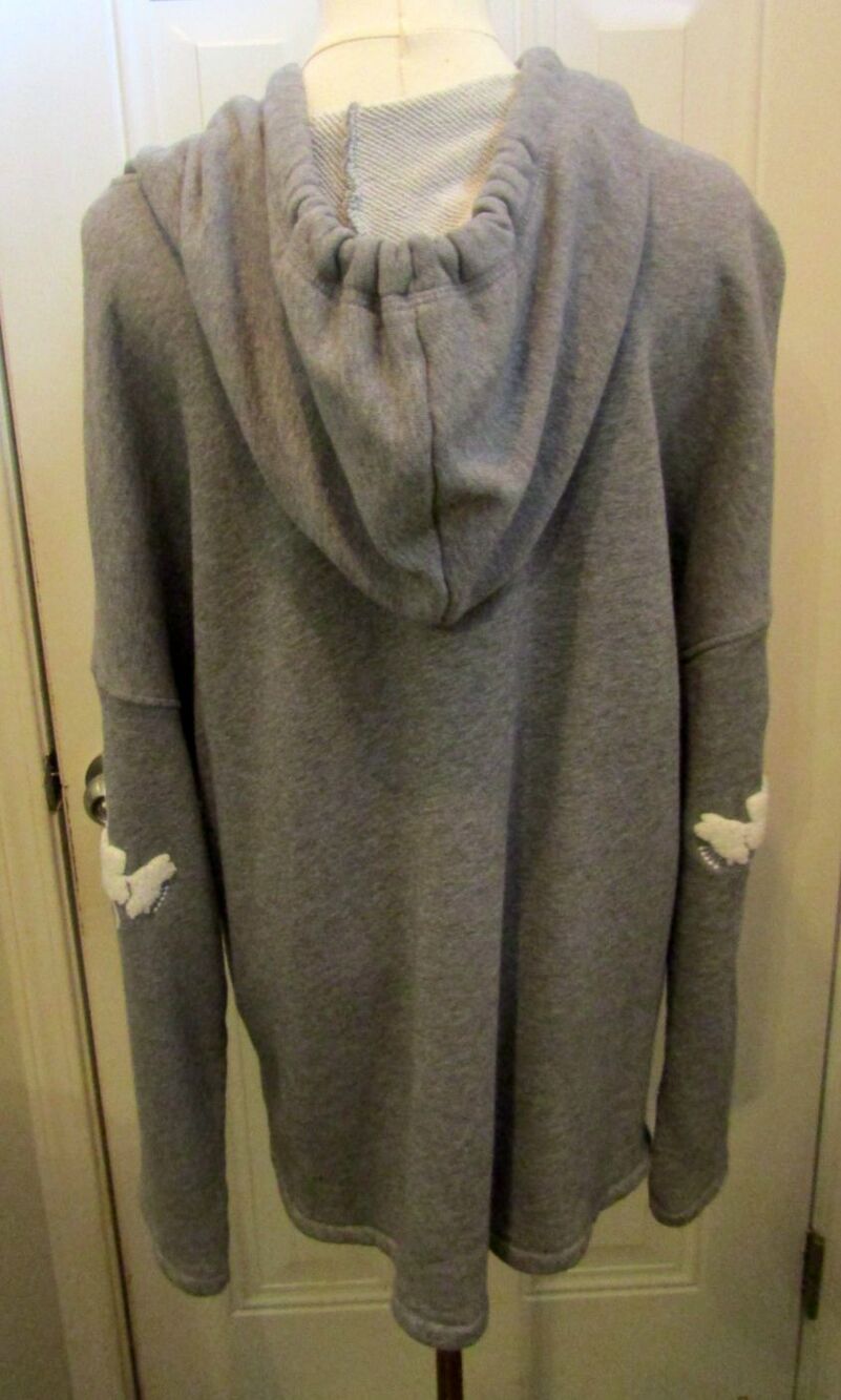 H&M LOGG Floral Hoodie XL Gray Boho Cottagecore Cozy Soft Girl - Picture 5 of 10